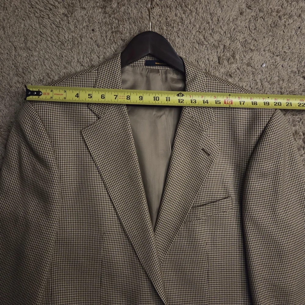 Chaps‎ Ralph Lauren Men's Tan Houndstooth Blazer Size 44 TALL